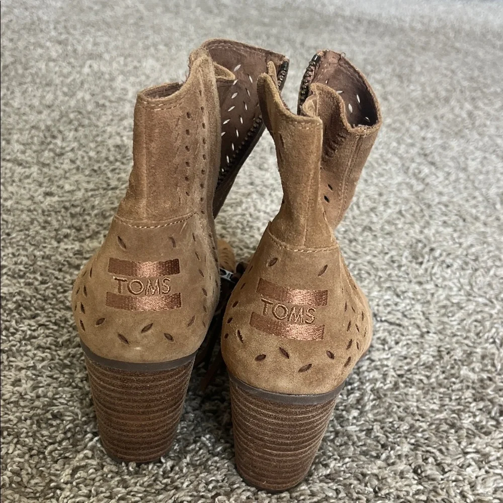 Toms Brown Perforated Ankle Booties - Picture 3 of 4